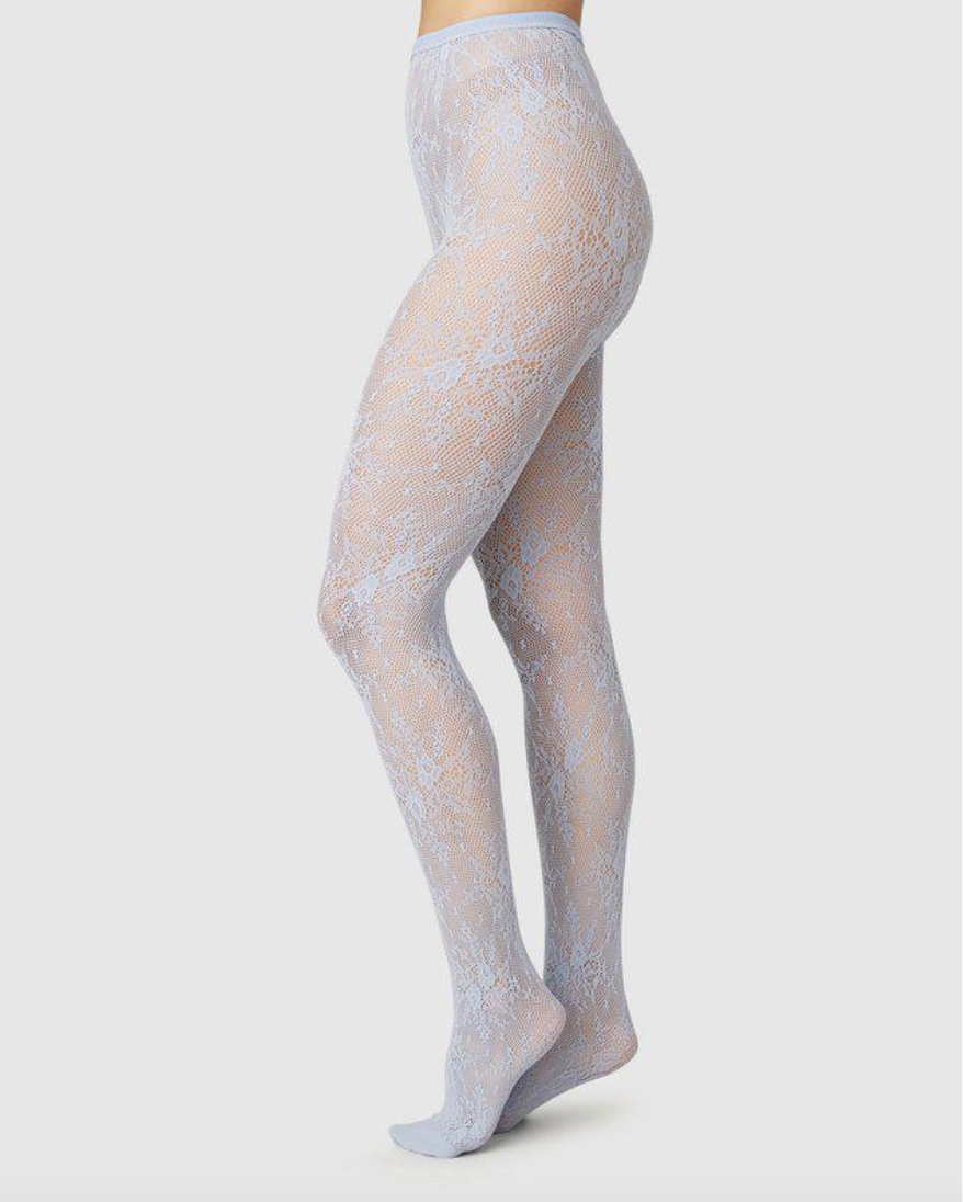 【関税込み】Swedish Stockings ブルー Rosa レースタイツ Swedish Stockings Rosa Lace Tights - Dusty Blue — La Osa